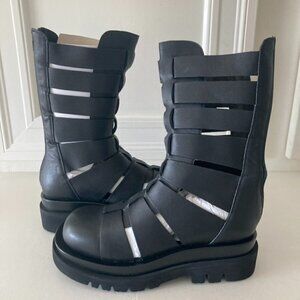 NWOB Jeffery Campbell Free People Felix Fisherman Black Leather Boots Sz 9